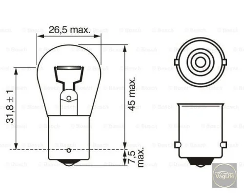Автолампа 21 N0177322 (1987302811) для Skoda / VW / Audi / Seat (VAG)