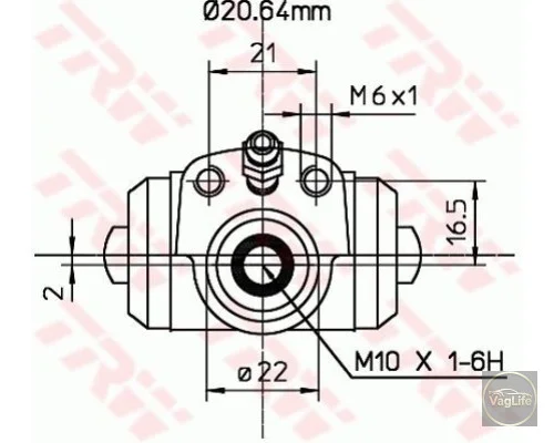 Циліндр гальмівний робочий 6U0611053 (BWF295) для Skoda / VW / Audi / Seat (VAG)
