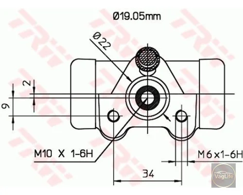 Циліндр гальмівний робочий 115595030 для Skoda / VW / Audi / Seat (VAG)