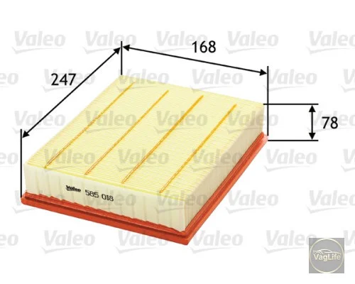 Фільтр повітря двигуна 058133843 (585018) для Skoda / VW / Audi / Seat (VAG)