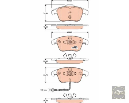 Колодки передні 5N0698151 (GDB1762) для Skoda / VW / Audi / Seat (VAG)
