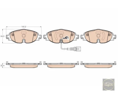 Колодки передні 8V0698151 (GDB1956) для Skoda / VW / Audi / Seat (VAG)