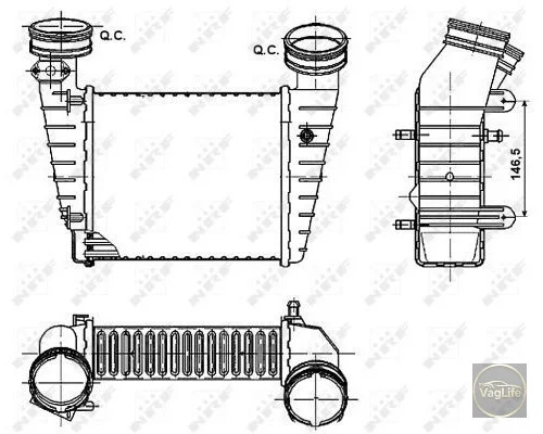 Радіатор інтеркулера 3B0145805H (30147A) для Skoda / VW / Audi / Seat (VAG)