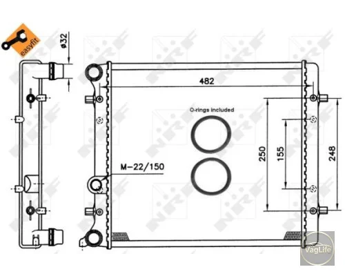 Радіатор 1J0121253G (NRF509530) для Skoda / VW / Audi / Seat (VAG)