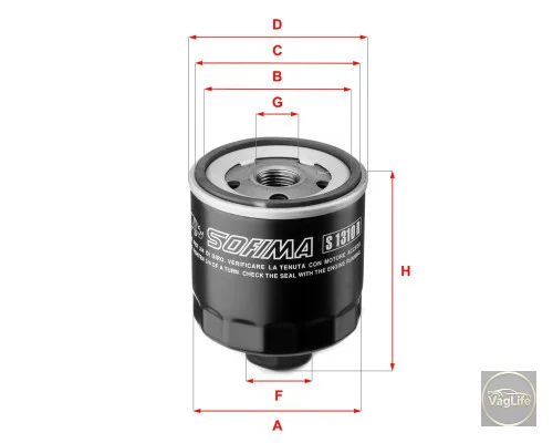 Фільтр оливи 030115561AN (S1310R) для Skoda / VW / Audi / Seat (VAG)
