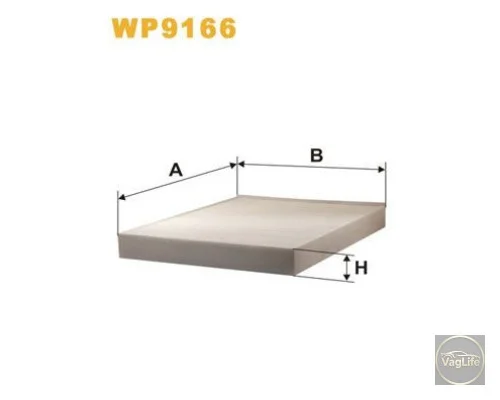 Фільтр повiтря салону 7H0819631 (WP9166) для Skoda / VW / Audi / Seat (VAG)