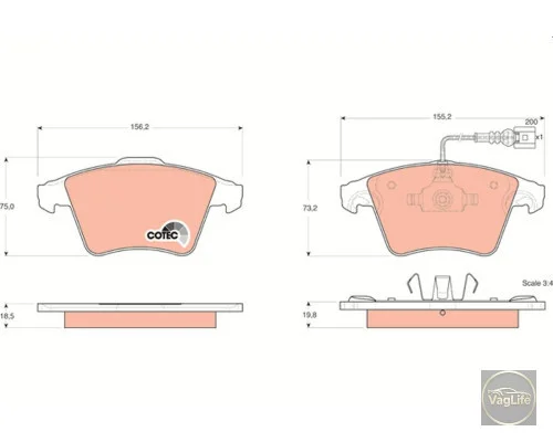 Колодки перед 7H0698151 для Skoda / VW / Audi / Seat (VAG)