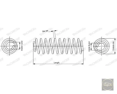 Пружина перед 6Q0411105S (SP3567) для Skoda / VW / Audi / Seat (VAG)