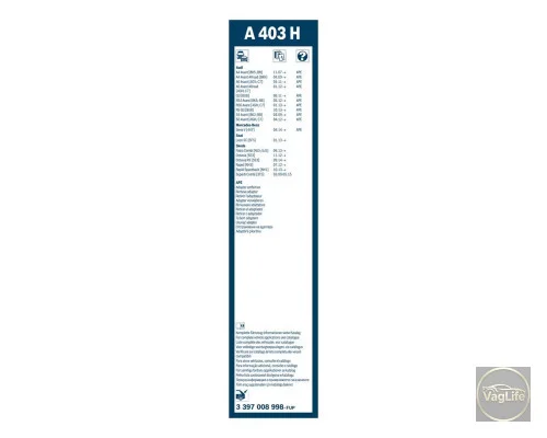 Склоочисник задній 5JA955425 (3397008998) для Skoda / VW / Audi / Seat (VAG)