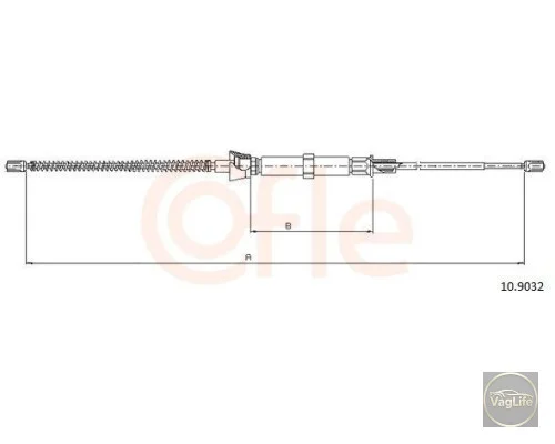Трос ручного гальма 6Q0609721N (10.9032) для Skoda / VW / Audi / Seat (VAG)