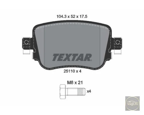 Колодки зад. Oct 5Q0698451B (2511001) для Skoda / VW / Audi / Seat (VAG)