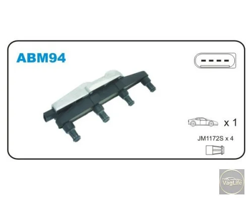 Котушка запалювання Fab 1.4 MPI Oct 1.4 047905104A (ABM94) для Skoda / VW / Audi / Seat (VAG)