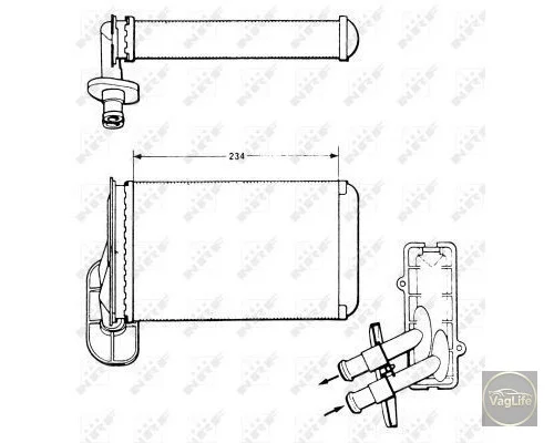 Радіатор пічки 1J1819031B (NRF58622) для Skoda / VW / Audi / Seat (VAG)