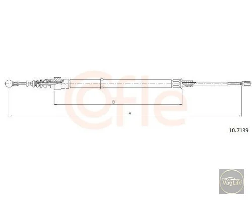 Трос ручного гальма 6Q0609721K (10.7139) для Skoda / VW / Audi / Seat (VAG)