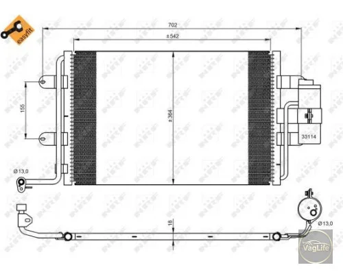 Радіатор кондиціонера 1J0820413N (35227) для Skoda / VW / Audi / Seat (VAG)