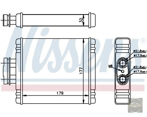 Радіатор пічки 6R0819031 (73654) для Skoda / VW / Audi / Seat (VAG)
