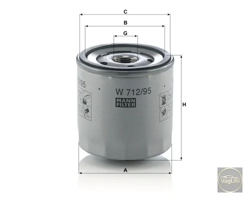 Фільтр оливи 04E115561H (W712 / 95) для Skoda / VW / Audi / Seat (VAG)