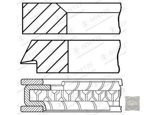 Кільця поршн 044198151 (08-502000-00) для Skoda / VW / Audi / Seat (VAG)
