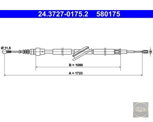 Трос ручного гальма 1J0609721AR (24.3727-0175.2) для Skoda / VW / Audi / Seat (VAG)