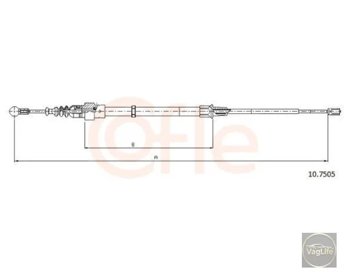 Трос ручного гальма 1J0609721AQ (10.7505) для Skoda / VW / Audi / Seat (VAG)