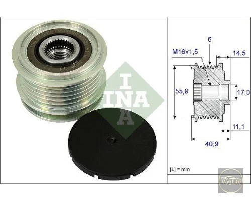 Шків генератора 022903119C (535001210) для Skoda / VW / Audi / Seat (VAG)