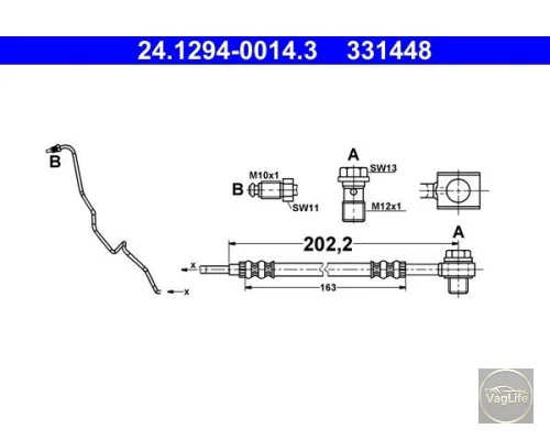 Трубка гальмівна задній 6R0611763A (24.1294-0014.3) для Skoda / VW / Audi / Seat (VAG)