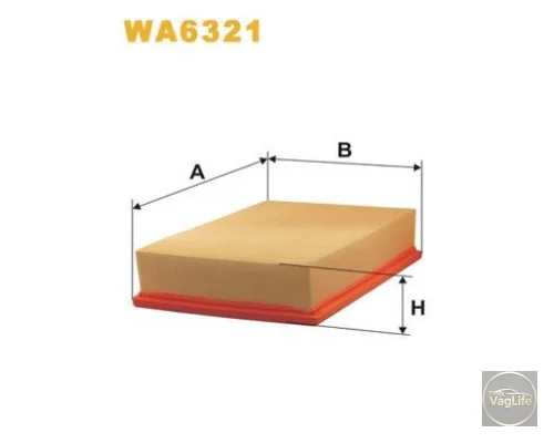 Фільтр повітря двигуна 1L0129620A (WA6321) для Skoda / VW / Audi / Seat (VAG)