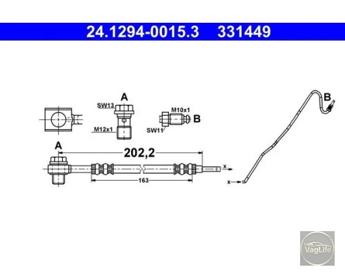 Трубка гальмівна задній 6R0611764M (24.1294-0015.3) для Skoda / VW / Audi / Seat (VAG)