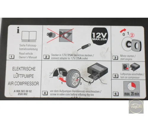 Компресор для шин A9065830002 для Skoda / VW / Audi / Seat (VAG)