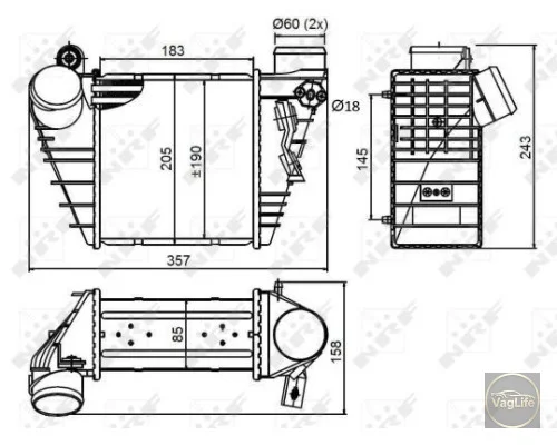 Радіатор інтеркулера 1J0145803G (30847) для Skoda / VW / Audi / Seat (VAG)