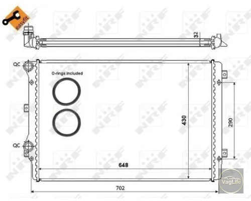 Радіатор 5K0121251J (NRF53816) для Skoda / VW / Audi / Seat (VAG)