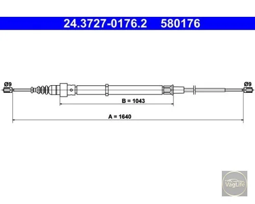 Трос ручного гальма 6Q0609721K (24.3727-0176.2) для Skoda / VW / Audi / Seat (VAG)