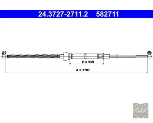 Трос ручного гальма 6R0609721H (24.3727-2711.2) для Skoda / VW / Audi / Seat (VAG)