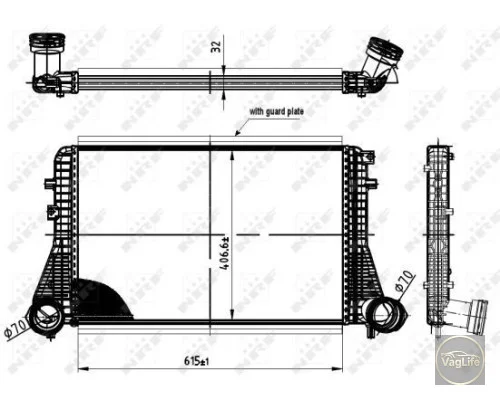 Радіатор інтеркулера 1K0145803T (30454) для Skoda / VW / Audi / Seat (VAG)