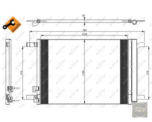 Радіатор кондиціонера 5Q0816411AA (35968) для Skoda / VW / Audi / Seat (VAG)