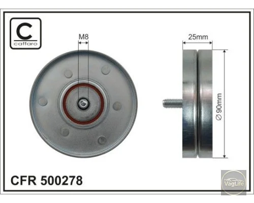 Ролик паса генератора обводний 06H903341D (500278) для Skoda / VW / Audi / Seat (VAG)
